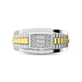 Load image into Gallery viewer, 10K White Gold with Accent of 10K Yellow Gold 1/4 Ct.Tw. Diamond Mens Fashion Ring