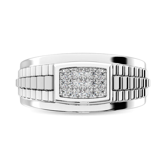 10K White Gold with Accent of 10K Yellow Gold 1/4 Ct.Tw. Diamond Mens Fashion Ring