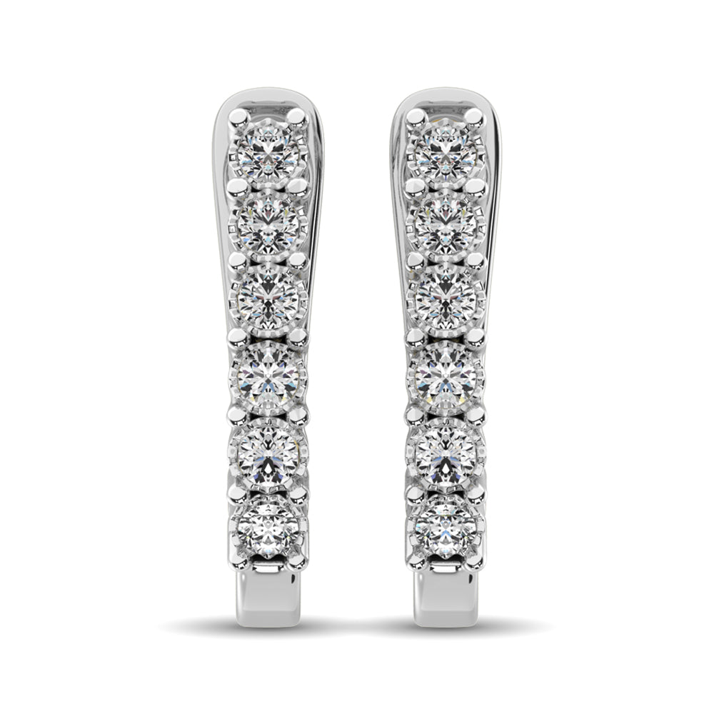 10K White Gold 1/5 Ct.Tw.Diamond Hoop Earrings