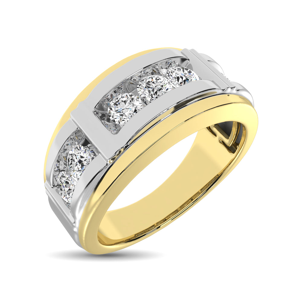 10K Two Tone Gold Diamond 1/2 Ctw 7 Stone Mens Band