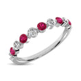 Load image into Gallery viewer, Diamond 7/8 Ct.Tw. And Ruby Stack Band in 14K White Gold ( 6 Diamond and 5 Ruby )