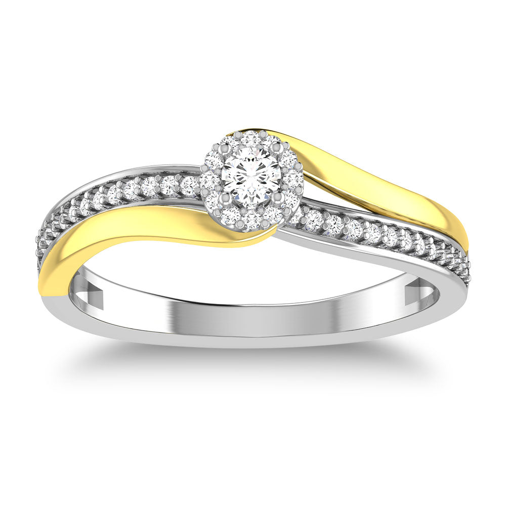 10K Two Tone 1/4 Ct.Tw. Diamond Twisted Ring