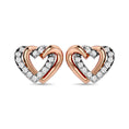 Load image into Gallery viewer, Diamond Duel Heart earrings 1/6 ct tw in 10K Rose Gold