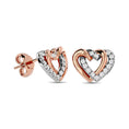 Load image into Gallery viewer, Diamond Duel Heart earrings 1/6 ct tw in 10K Rose Gold
