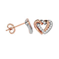 Load image into Gallery viewer, Diamond Duel Heart earrings 1/6 ct tw in 10K Rose Gold