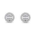 Load image into Gallery viewer, Diamond 3/8 Ct.Tw. Round and Baguette Fashion Earrings in 14K White Gold