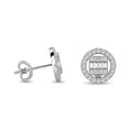 Load image into Gallery viewer, Diamond 3/8 Ct.Tw. Round and Baguette Fashion Earrings in 14K White Gold