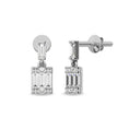 Load image into Gallery viewer, Diamond 1/4 Ct.Tw. Round and Baguette Fashion Earrings in 14K White Gold