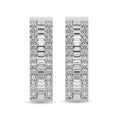 Load image into Gallery viewer, Diamond 1 Ct.Tw. Round and Baguette Hoop Earrings in 14K White Gold