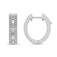 Load image into Gallery viewer, Diamond 1 Ct.Tw. Round and Baguette Hoop Earrings in 14K White Gold