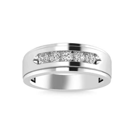 Diamond 1/2 Ct.Tw. Mens Wedding Band in 14K White Gold