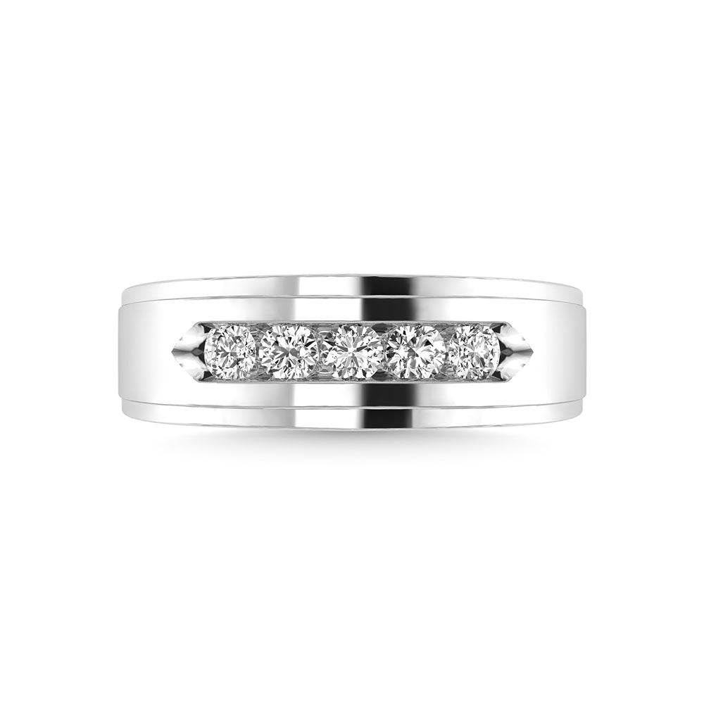 Diamond 1/2 Ct.Tw. Mens Wedding Band in 14K White Gold