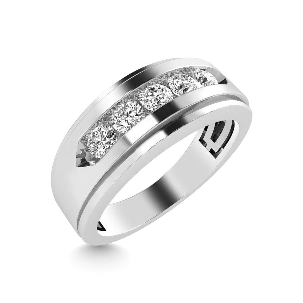 Diamond 1/2 Ct.Tw. Mens Wedding Band in 14K White Gold