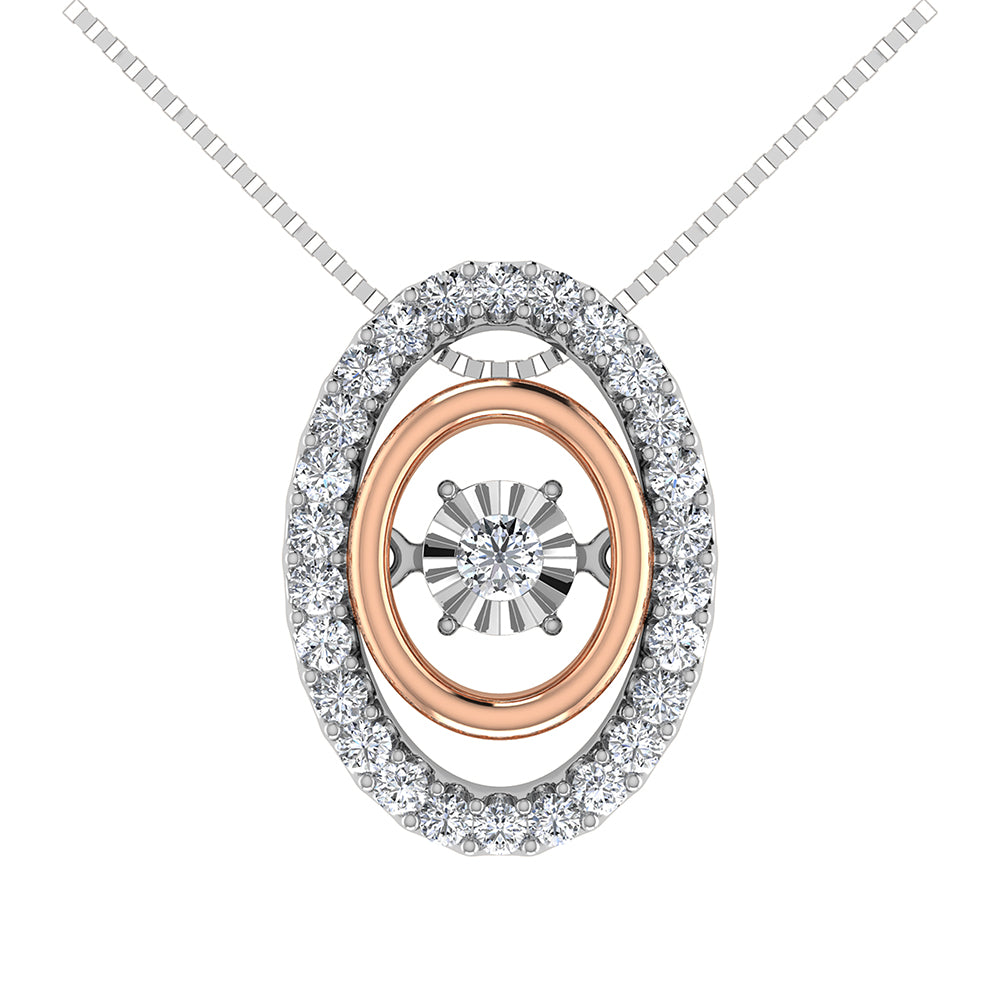 10K Two Tone 1/5 Ct Ct.Tw. Diamond Oval Shape Shimmering Pendant