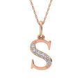 Load image into Gallery viewer, Diamond 1/20 Ct.Tw. Letter S Pendant in 10K Rose Gold