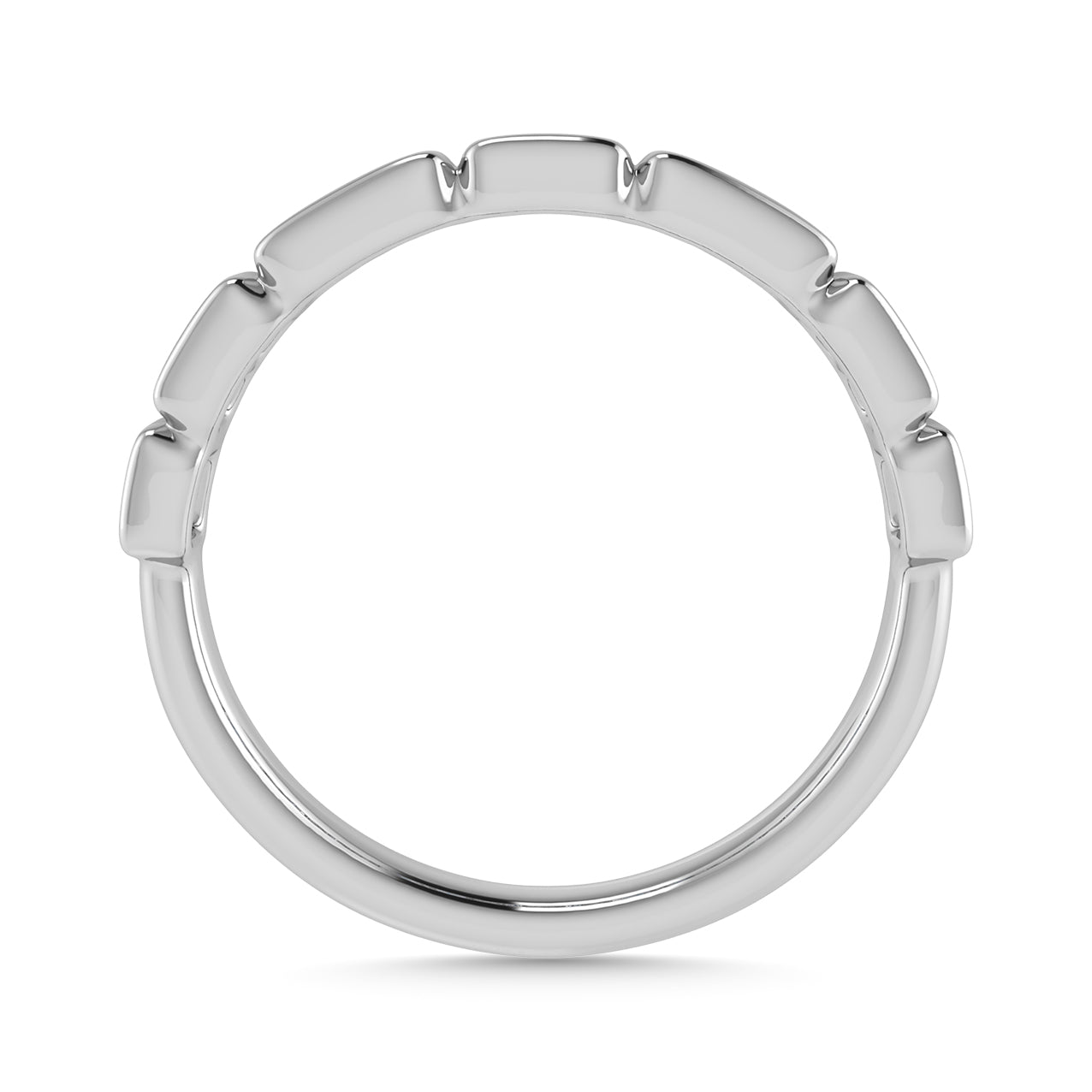 Diamond 1/5 Ct.Tw. Round and Straight Baguette Stack Band in 14K White Gold