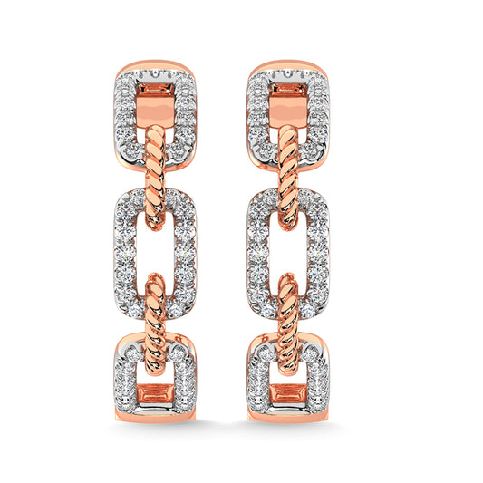 10K Rose Gold Diamond 3/8 Ct.Tw. Hoop Earrings