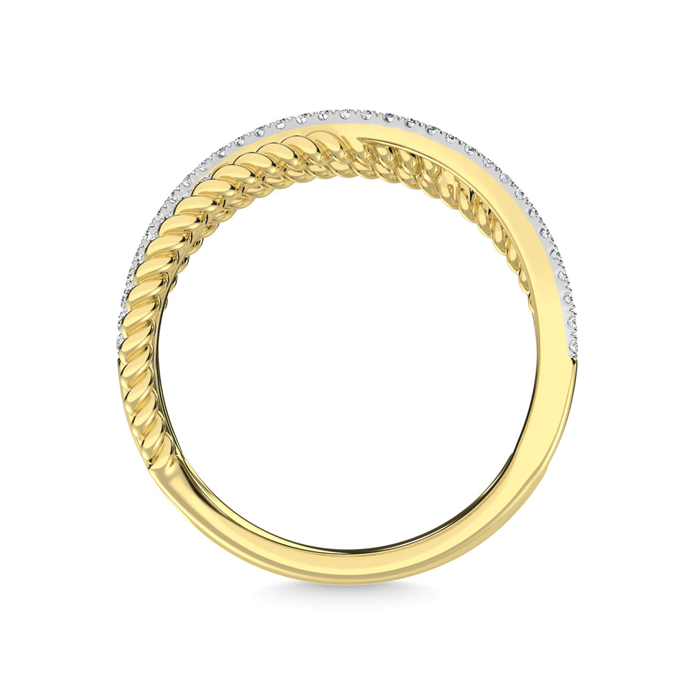 14K Yellow Gold Diamond 1/3 Ct.Tw. Crossover Fashion Ring