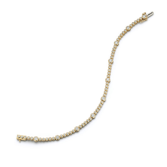 Plain Bezel Alternating Diamond Tennis Bracelet