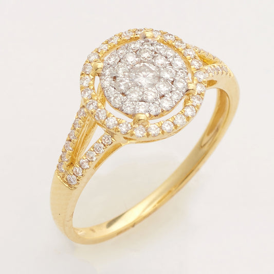 14KY 0.50CTW DIAMOND FLEUR RING WITH HALO