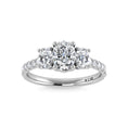 Load image into Gallery viewer, 14K White Gold Lab Grown Diamond 2 Ct.Tw. Oval Shape Three Stone Engagement Ring