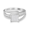 Load image into Gallery viewer, 10K White Gold 1/3 Cttw Invisible Set Princess-cut Diamond Cluster Bypass Ring Size 7