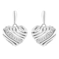 Load image into Gallery viewer, Sterling Silver Heart Diamond Accent Puff Earrings