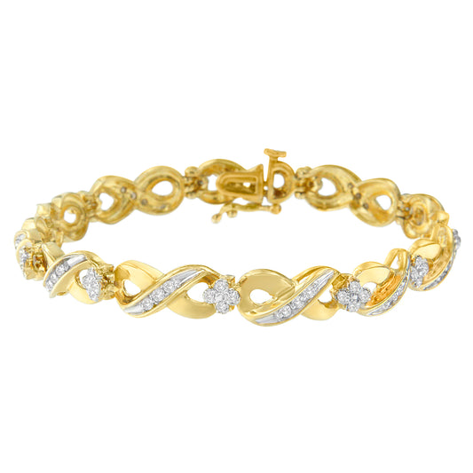 10K Yellow Gold Round-Cut Diamond Infinite Love Bracelet 1.00 cttw