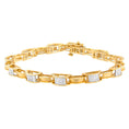 Load image into Gallery viewer, 14K Yellow Gold Princess Cut Diamond Chain Link Bracelet 1.00 cttw