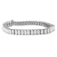 Load image into Gallery viewer, 14K White Gold 3.0 Cttw Princess Cut Quad Invisible Set Tennis Bracelet - 7”