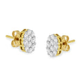 Load image into Gallery viewer, 18K Yellow Gold 1 cttw Flower Diamond Stud Earrings