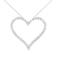 Load image into Gallery viewer, .925 Sterling Silver 3.0 cttw Round-Cut Diamond Open Heart Pendant Necklace - 18"