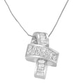 Load image into Gallery viewer, 14K White Gold 2 cttw Princess and Baguette Cut Diamond Ribbon Pendant Necklace