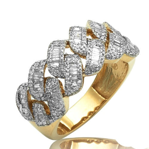 10KY 1.15CTW BAGUETTE DIAMOND MIAMI CUBAN MENS