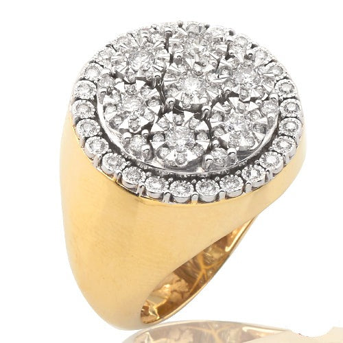 14KY 1.05CTW ILLUSION SET MENS ROUND DOME RING