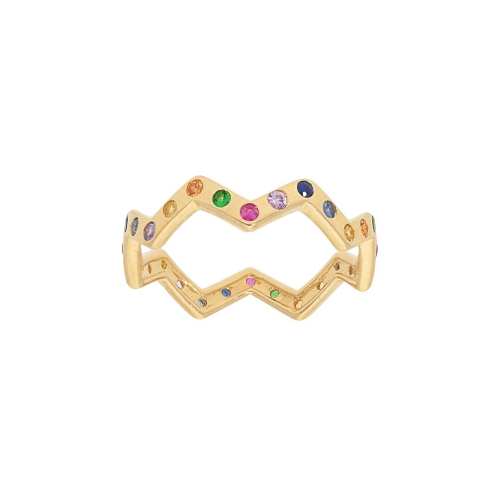 Zig Zag Rainbow Sapphire Eternity Band