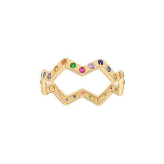 Zig Zag Rainbow Sapphire Eternity Band