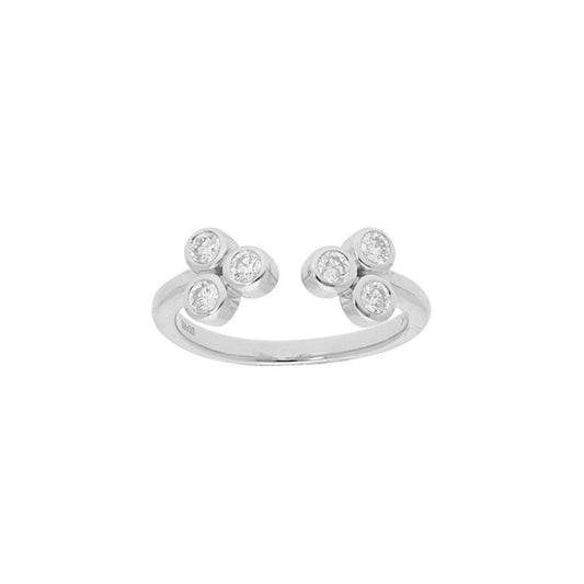 3 Bezel Diamond  Open Ring