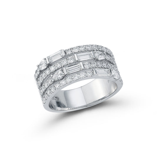 Multi Shape 4 Row Diamond Band