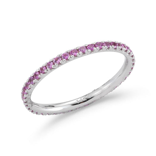Pink Sapphire Eternity Stackable Band