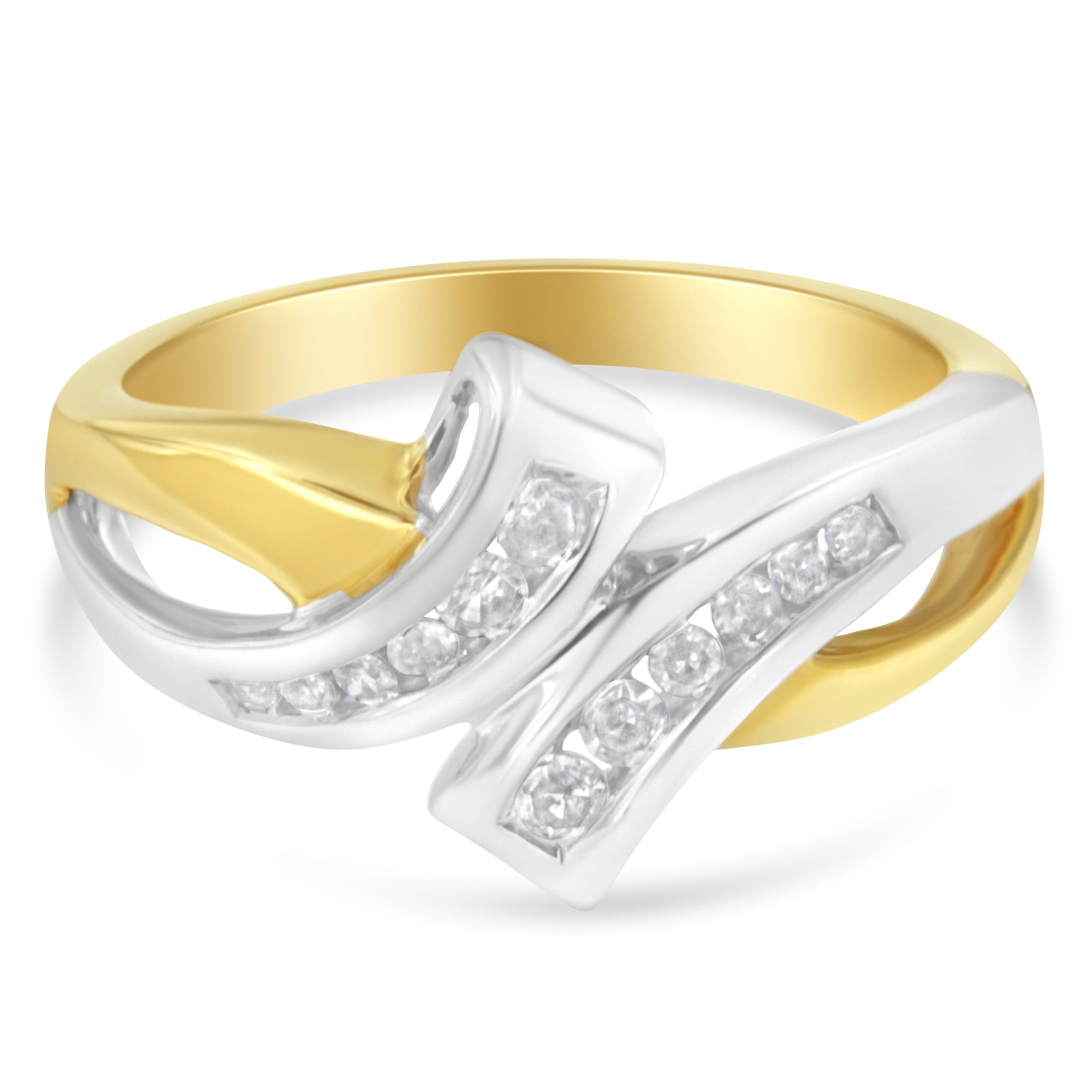 10K Two Toned Channel-Set Diamond Bypass Ring