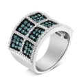 Load image into Gallery viewer, 14K White Gold White and Blue Diamond Cocktail Ring - Size 6
