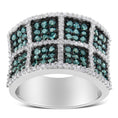 Load image into Gallery viewer, 14K White Gold White and Blue Diamond Cocktail Ring - Size 6
