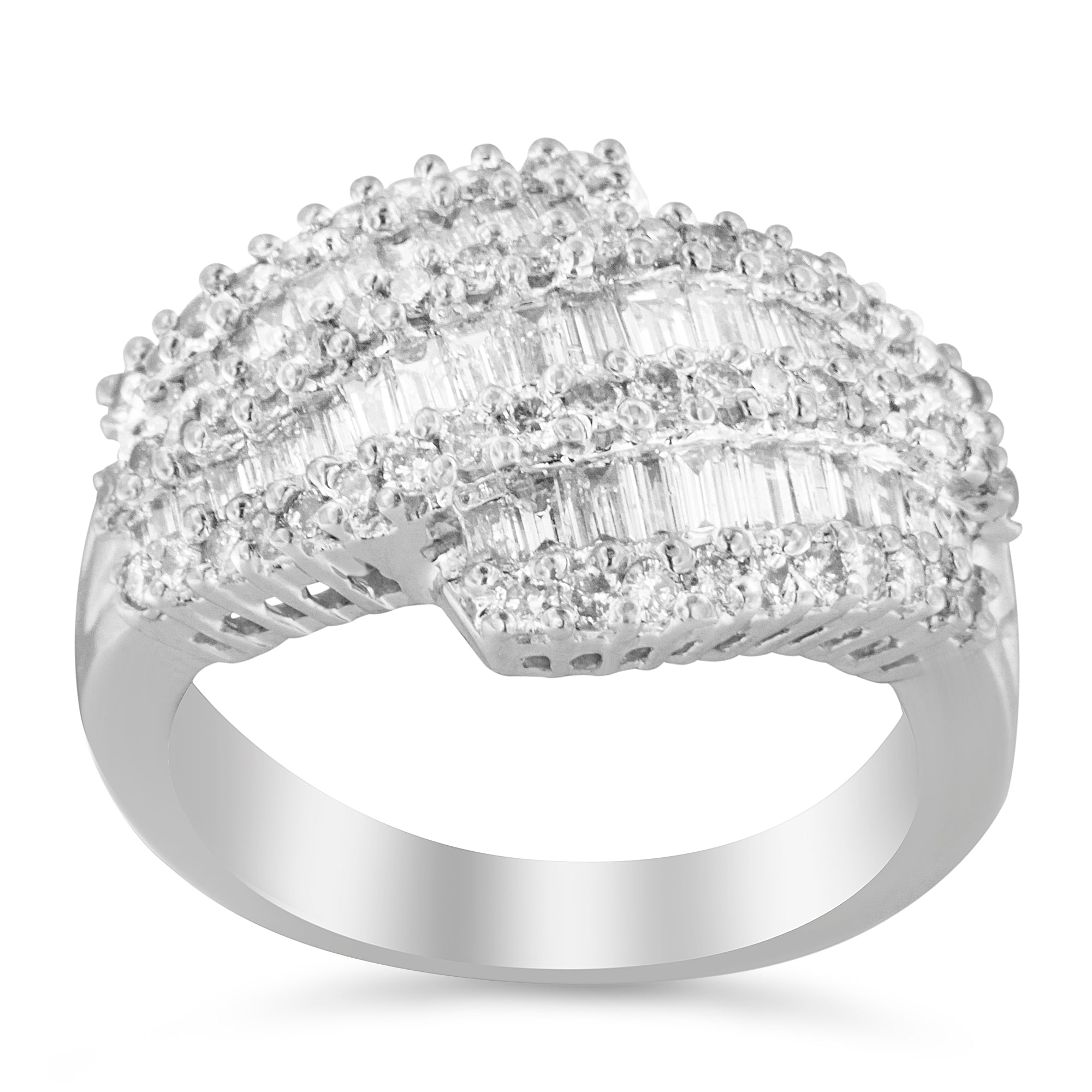 14K White Gold Diamond Cocktail Ring Band - Size 6-1/2