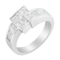 Load image into Gallery viewer, 14K White Gold Princess and Baguette-cut Diamond Ring 1 1/3 Cttw- Size 6-3/4
