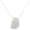 Load image into Gallery viewer, 14K White and Yellow Gold 2.0 Cttw Princess Cut Diamond Two Tone Foldover Box Pendant 18” Box Chain Necklace
