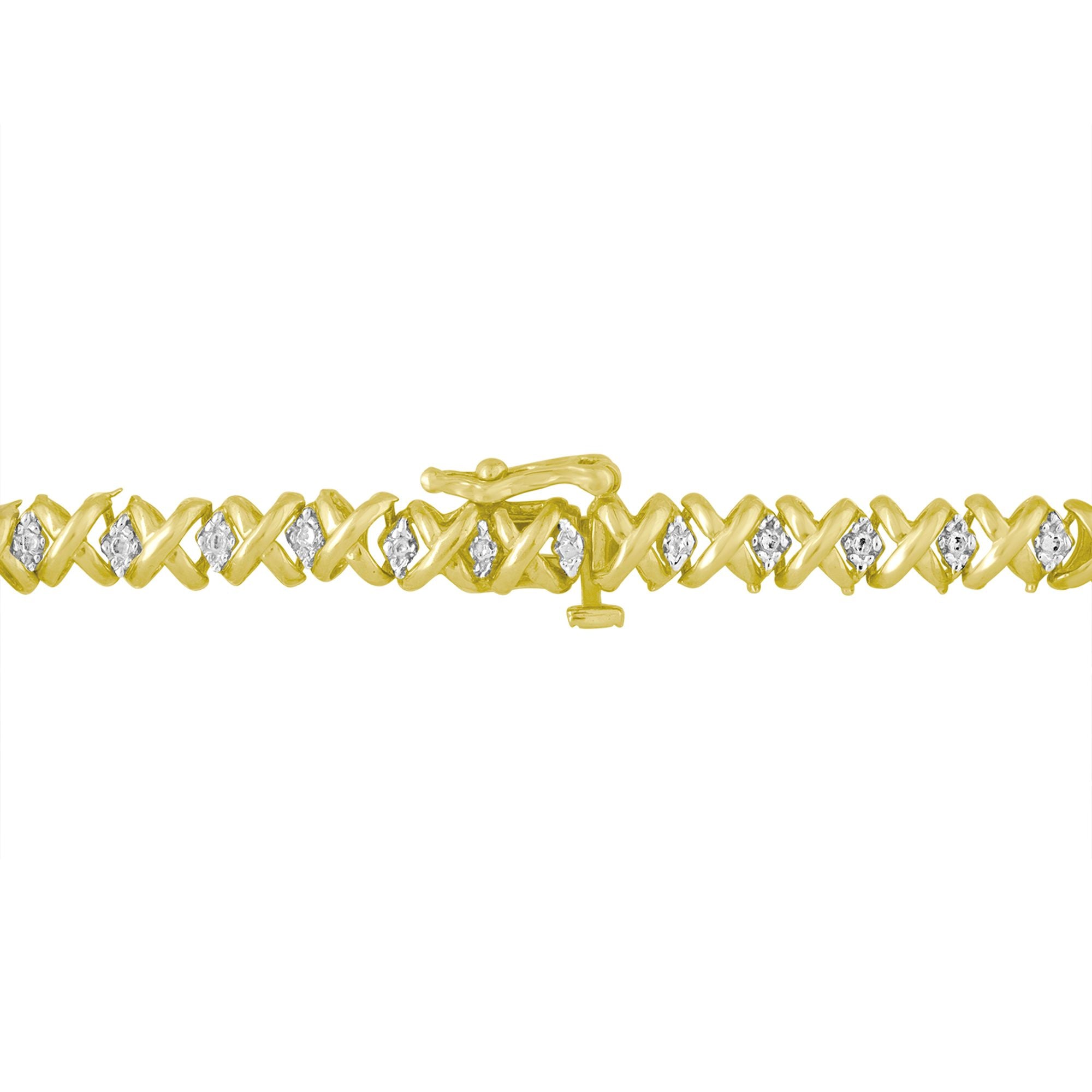 10K Yellow Gold 4 cttw Brilliant Round-Cut Diamond Graduating Riviera Statement Necklace