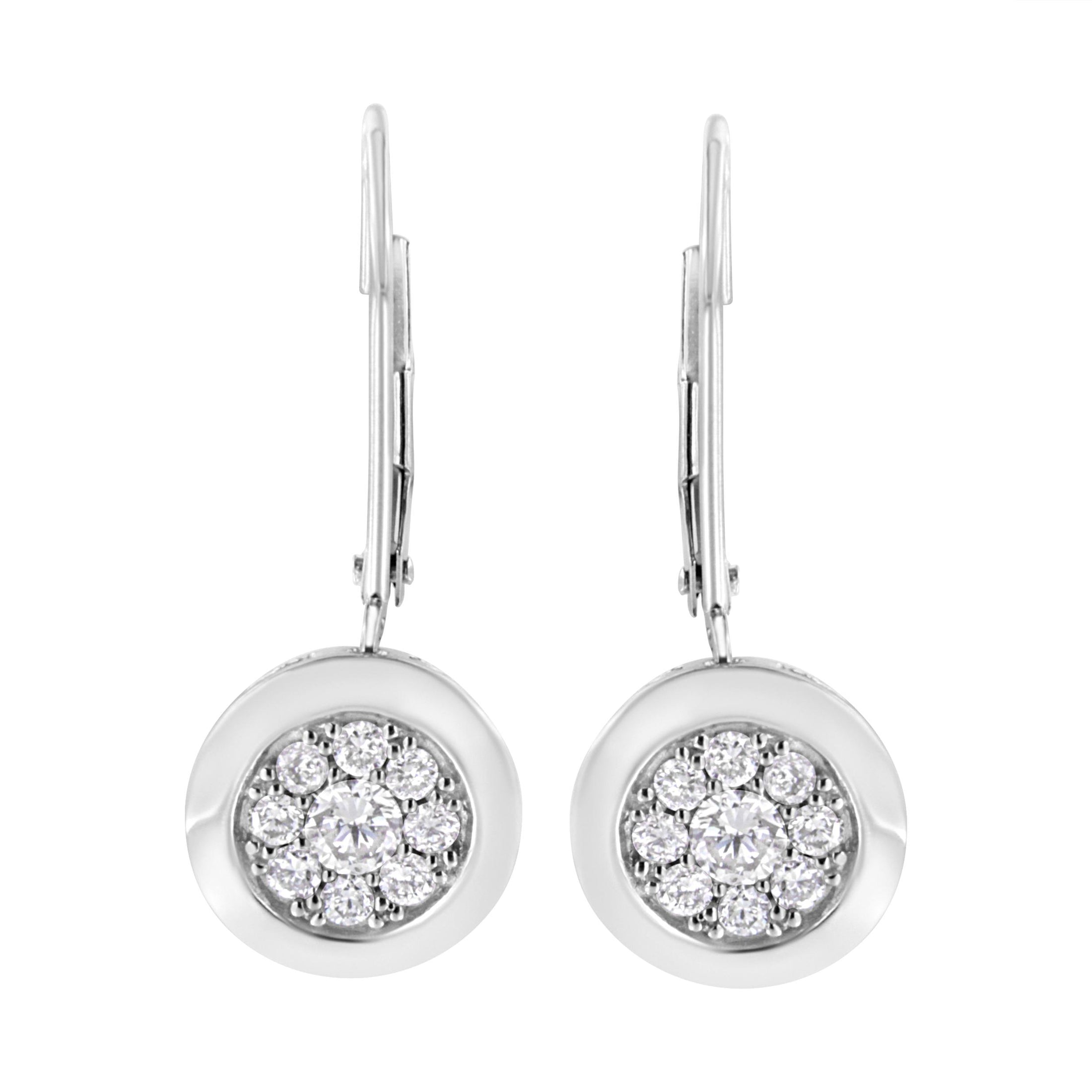 .925 Sterling Silver 3/4 cttw Lab Grown Diamond Cluster Dangle Earring