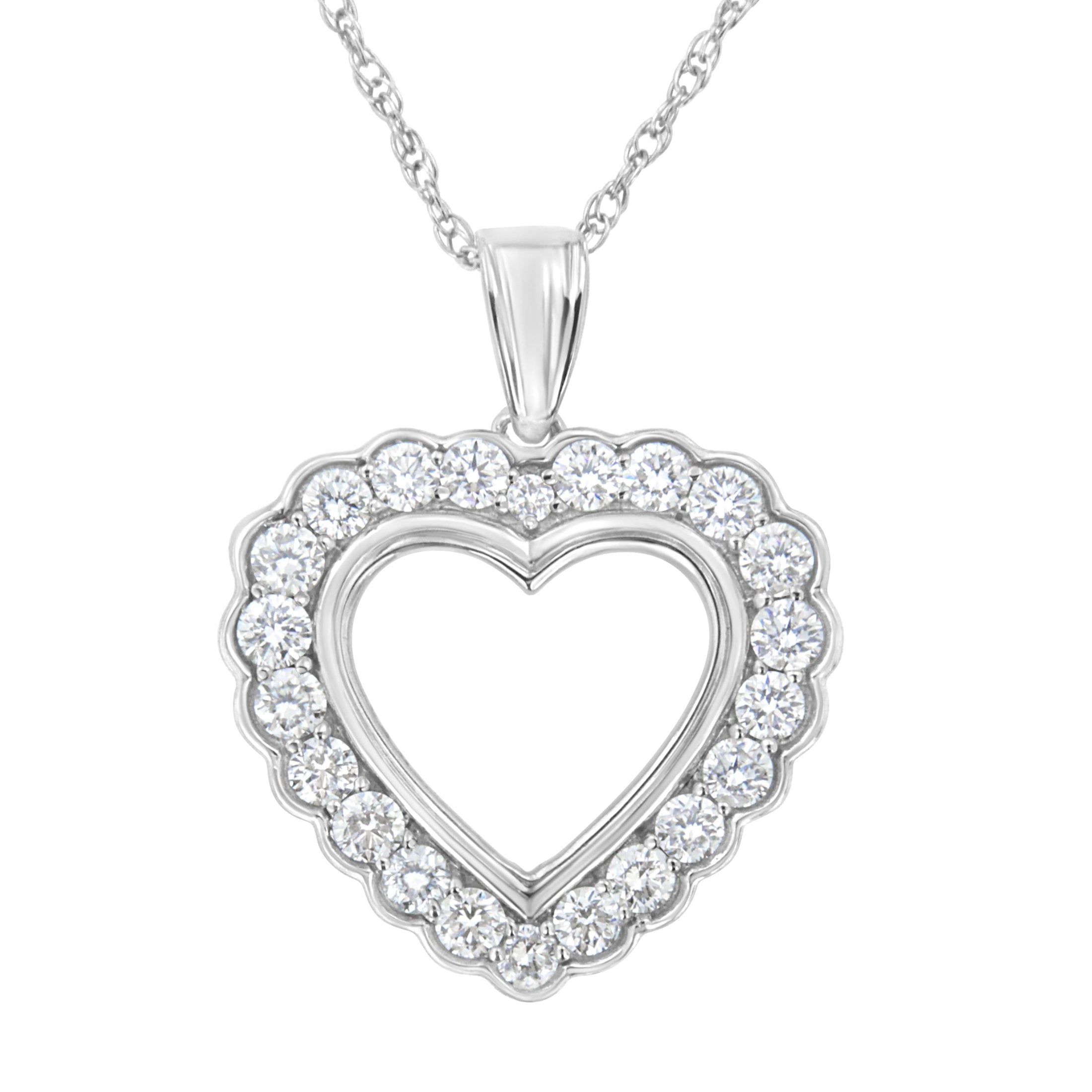 .925 Sterling SIlver 1 cttw Lab Grown Diamond Heart Pendant Necklace