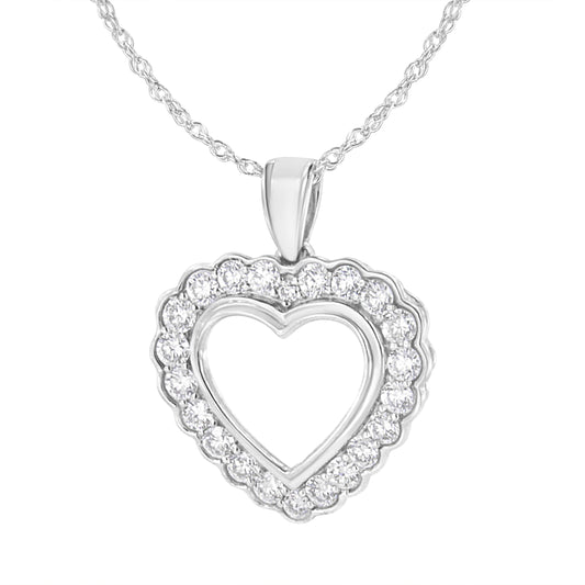.925 Sterling SIlver 1 cttw Lab Grown Diamond Heart Pendant Necklace
